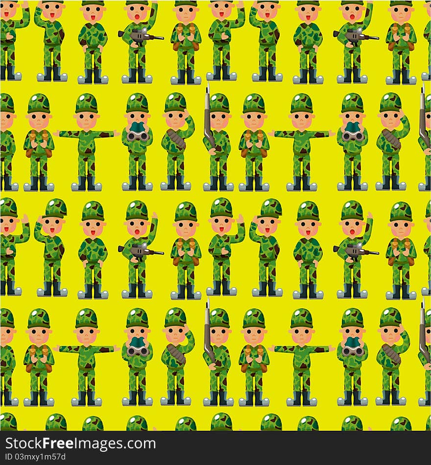 Cartoon Soldier seamless pattern,,illustration