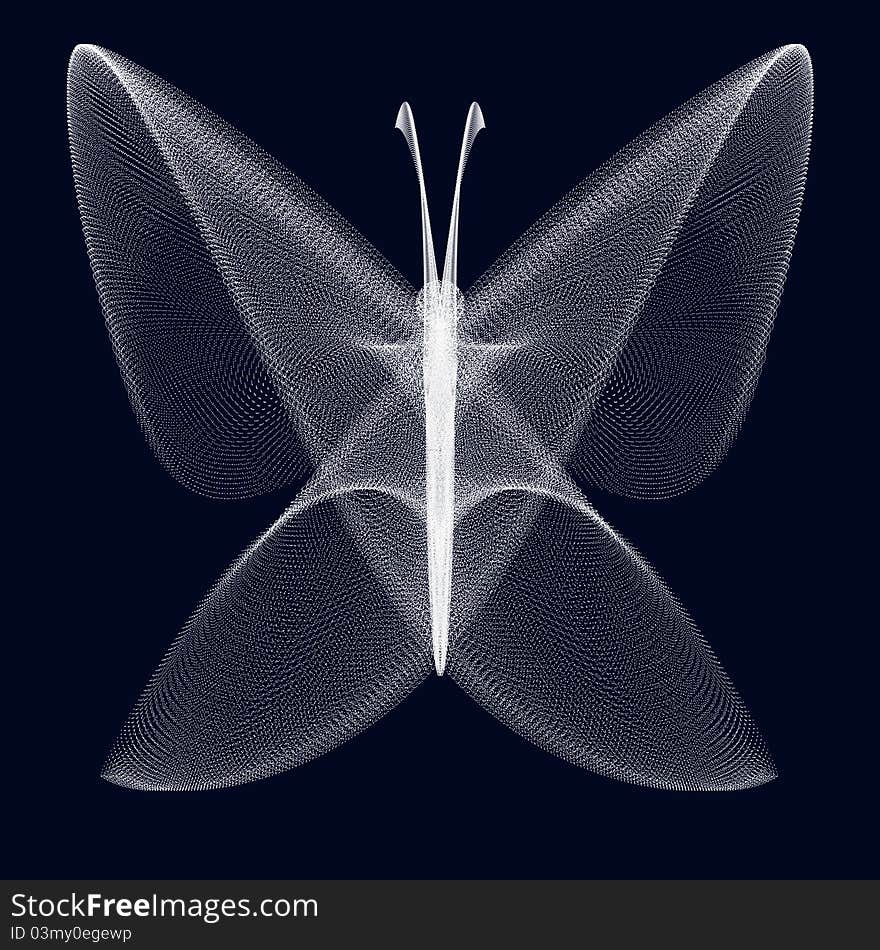 Symmetric reticulated butterfly of light lines