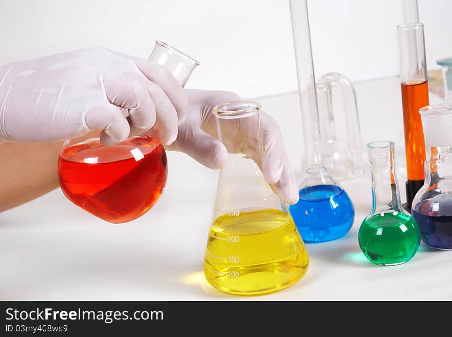 A scientist man working in laboratory. Medicine