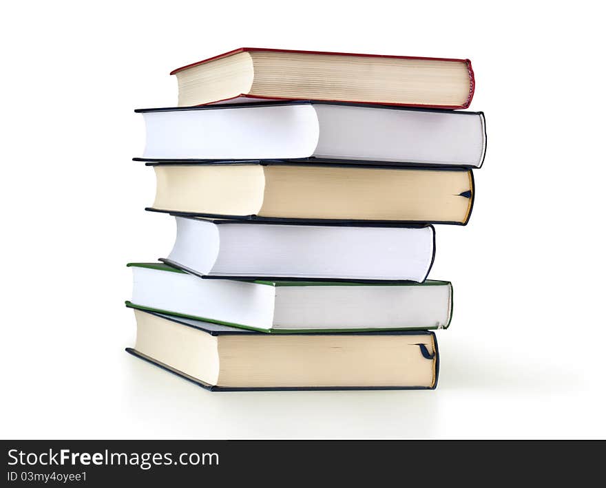 Stack of books isolated over white background