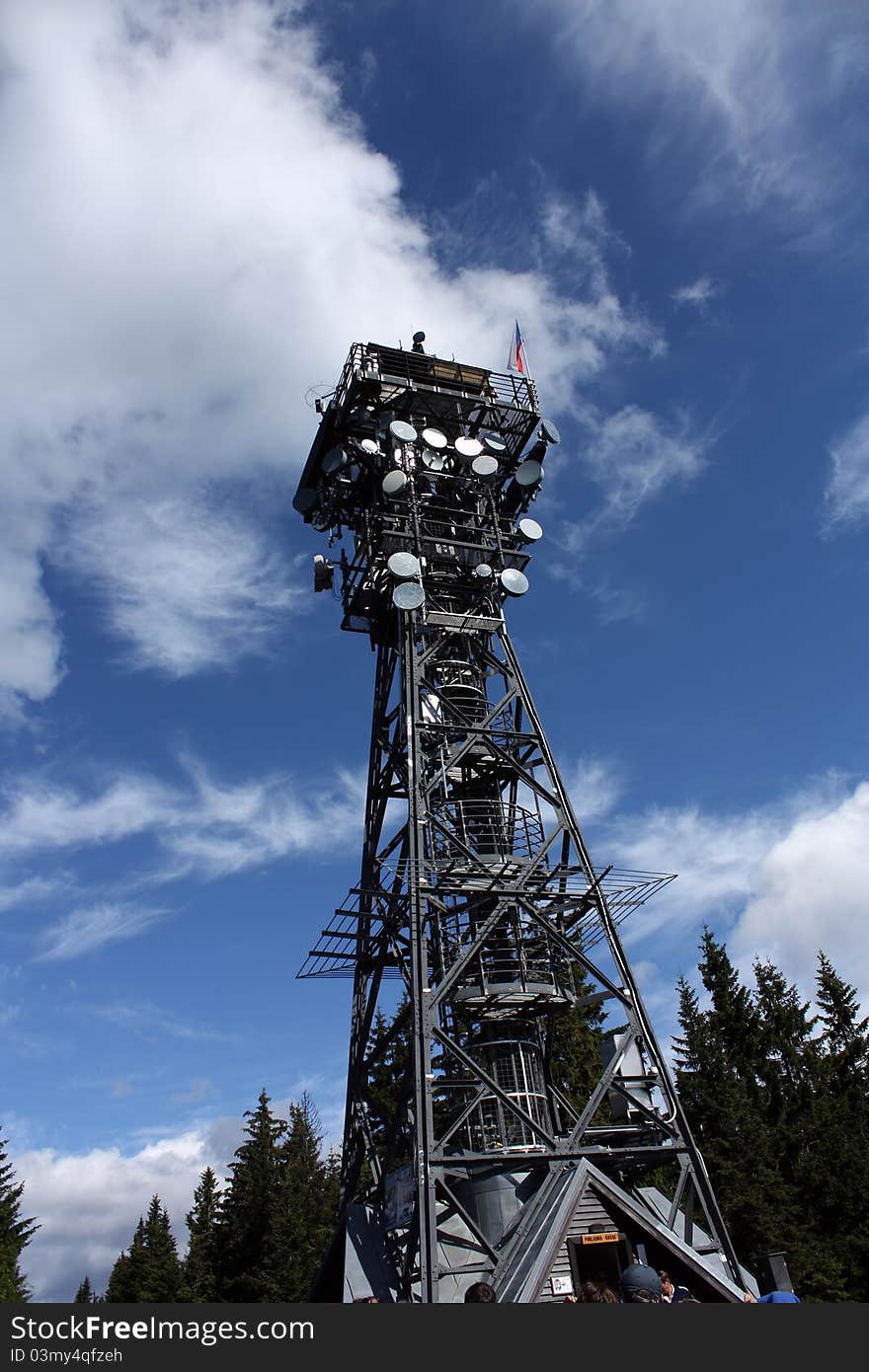 Lookout  with many transmitters in forrest