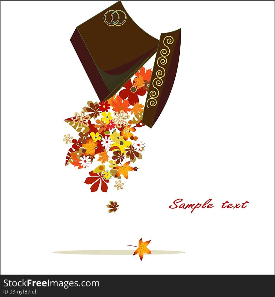 Autumn gift with leaves background