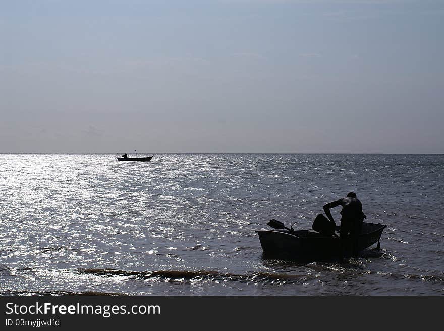 Picture taken as the fishermen leaving to go catch the nights dinner. Picture taken as the fishermen leaving to go catch the nights dinner