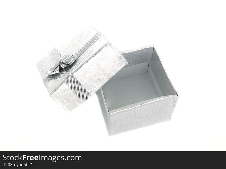 Open gift box over white