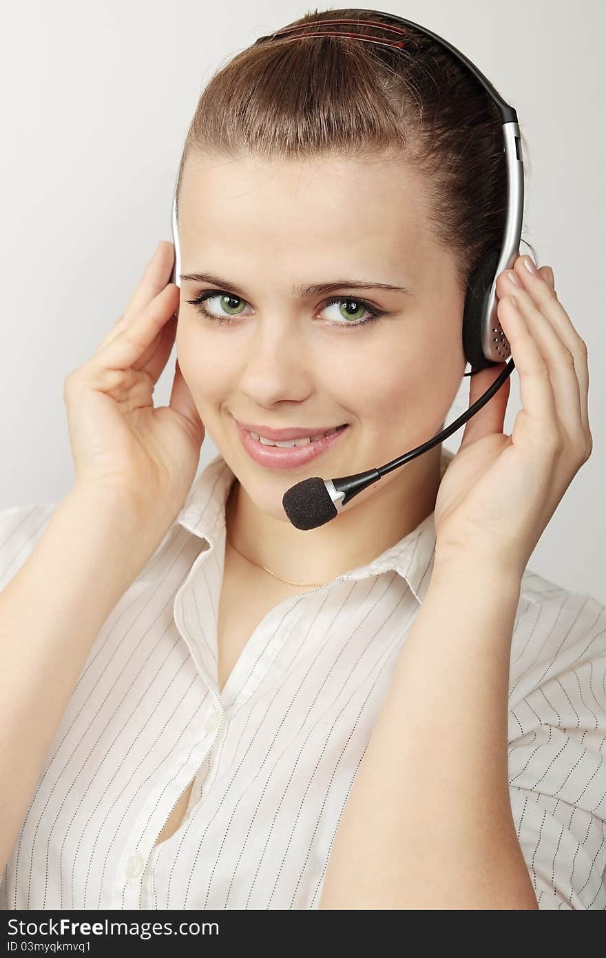 Woman with headset