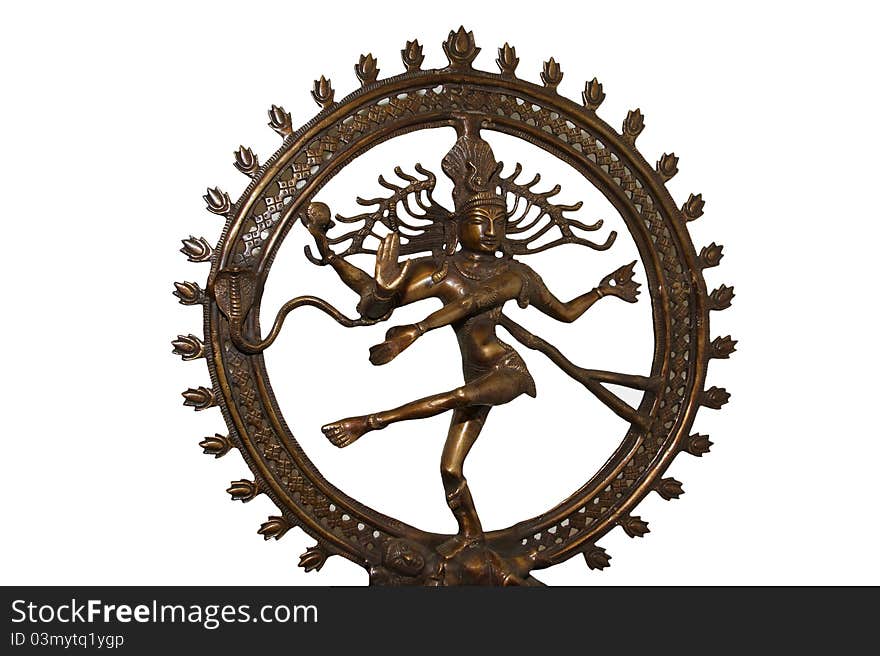 Indian hindu god Shiva Nataraja - Lord of Dance Statue isolated on white