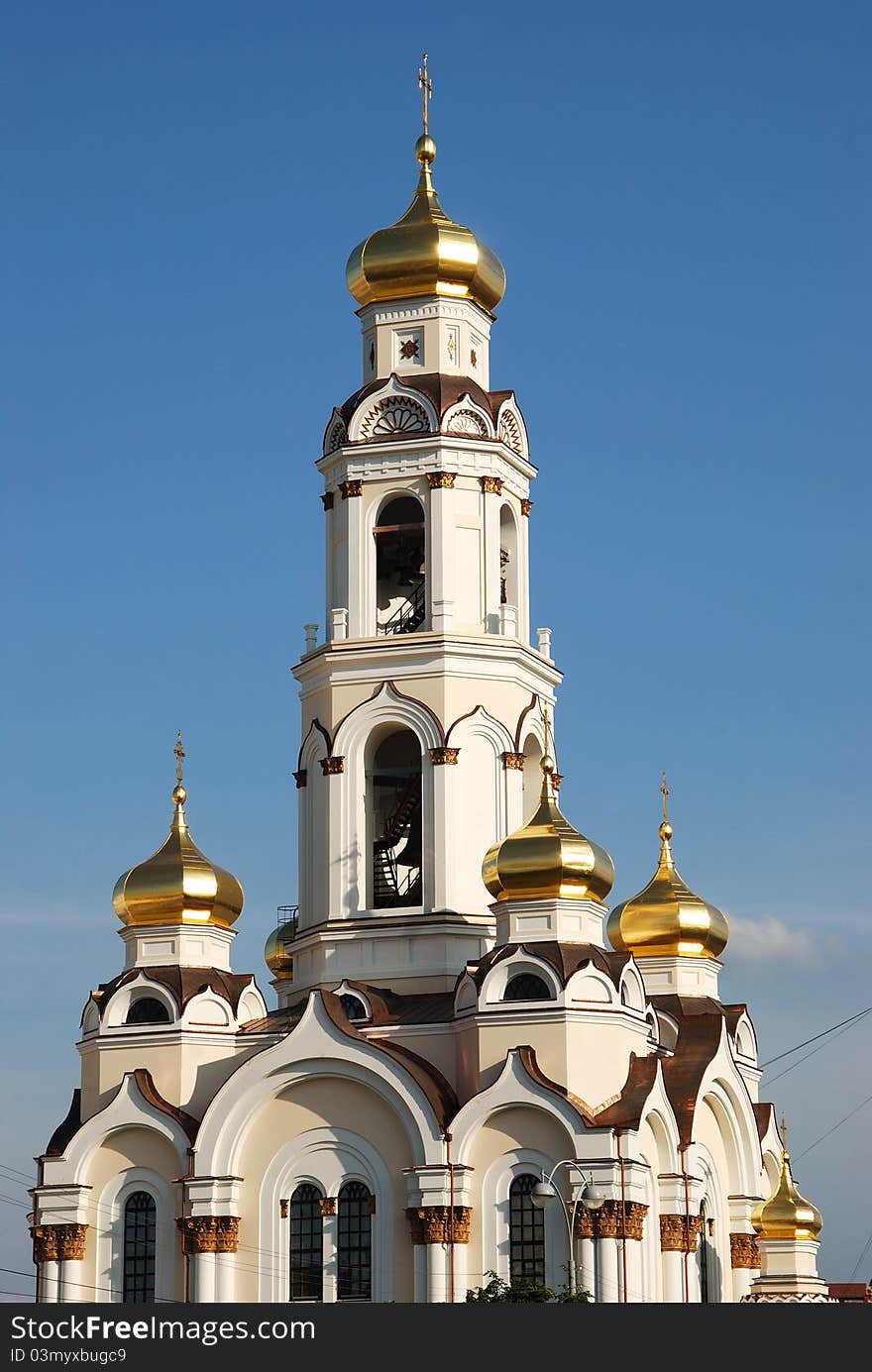 Orthodox church bell tower in Yekaterinburg, which was destroyed during the Soviet era in 1930. Since 2006 is its restoration. Orthodox church bell tower in Yekaterinburg, which was destroyed during the Soviet era in 1930. Since 2006 is its restoration