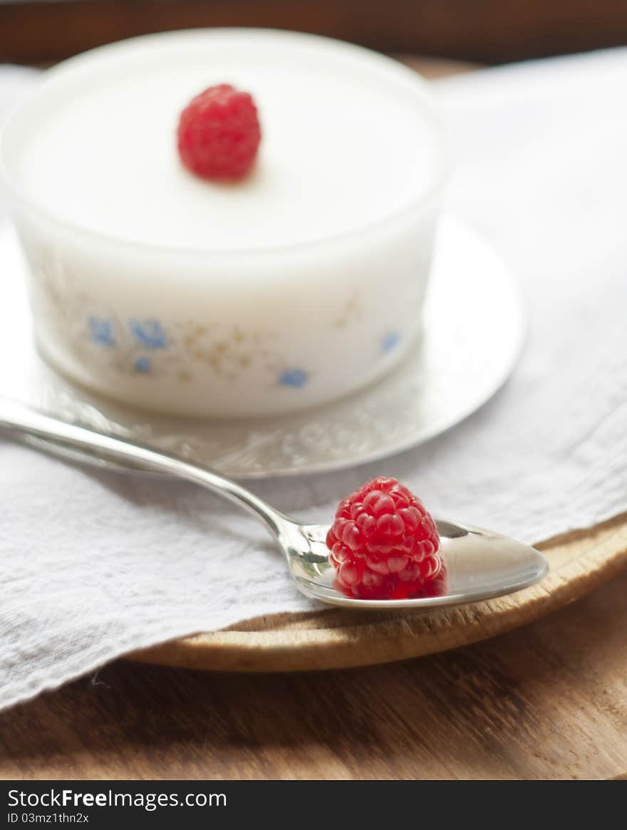 Italian panna cotta dessert with fresh berries