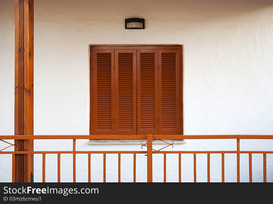 Classical look of a balcony of Greek houses.