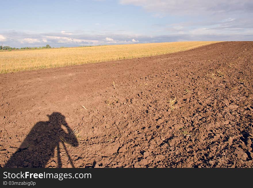 Photographers Shadow On  Tillage