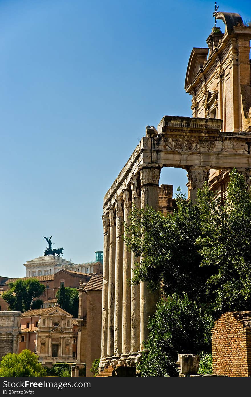 The ancient Forum Romanum in Italy, Capitol in background. The ancient Forum Romanum in Italy, Capitol in background.