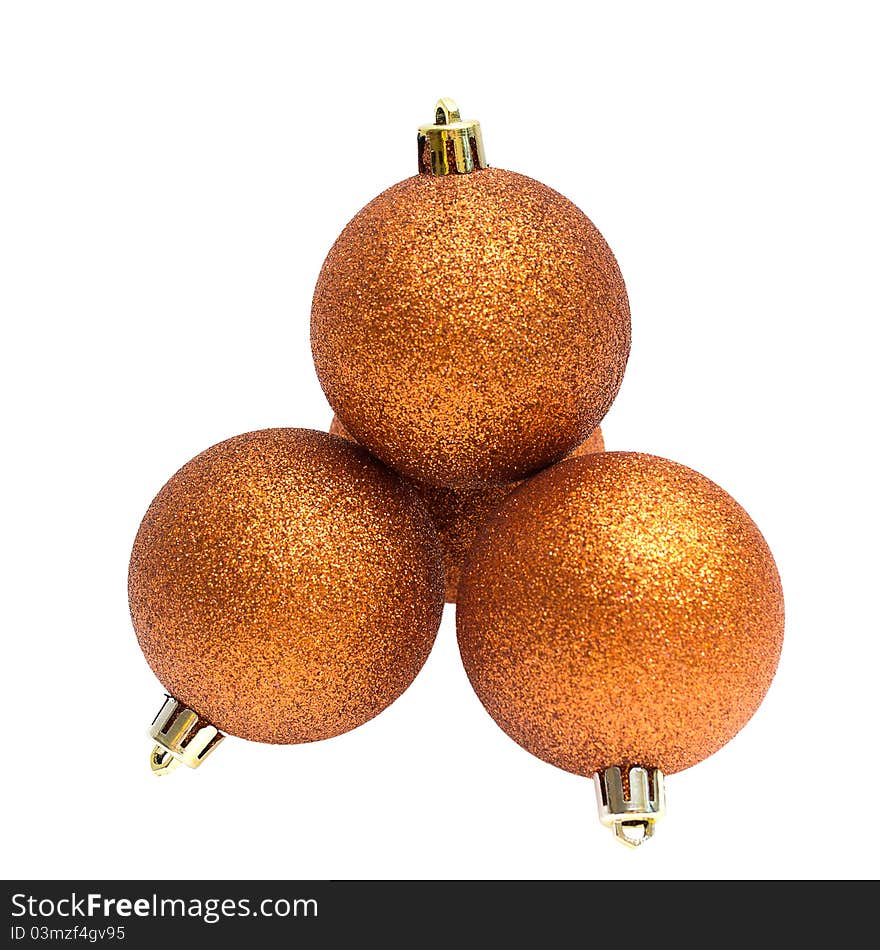 Christmas balls on the white background