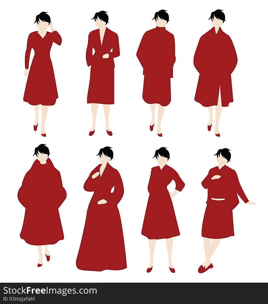 Set of women in red