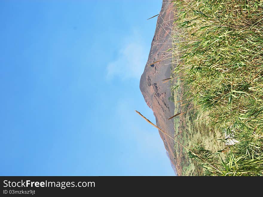 A landscape of the volcano Stromboli, one of the eolian islands, in Sicily. A landscape of the volcano Stromboli, one of the eolian islands, in Sicily.