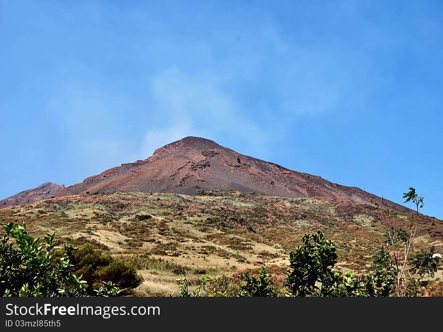 A landscape of the volcano Stromboli, one of the eolian islands, in Sicily. A landscape of the volcano Stromboli, one of the eolian islands, in Sicily.