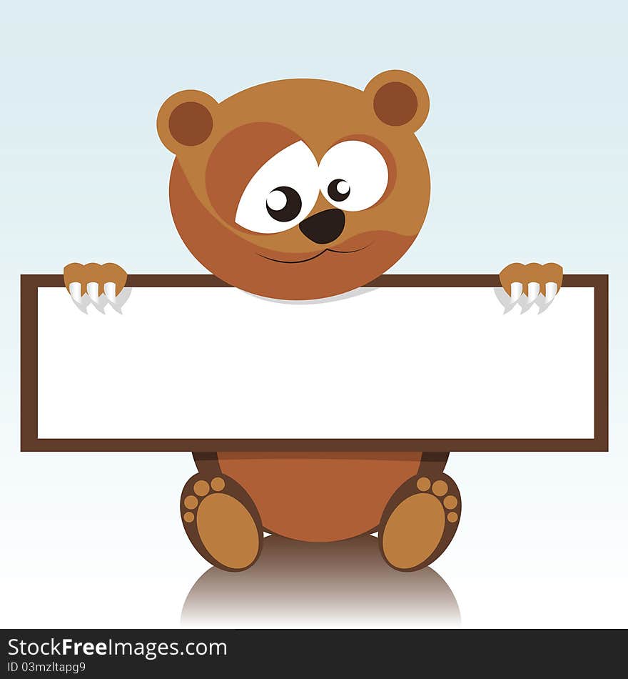 Illustration of a bear holding a signboard