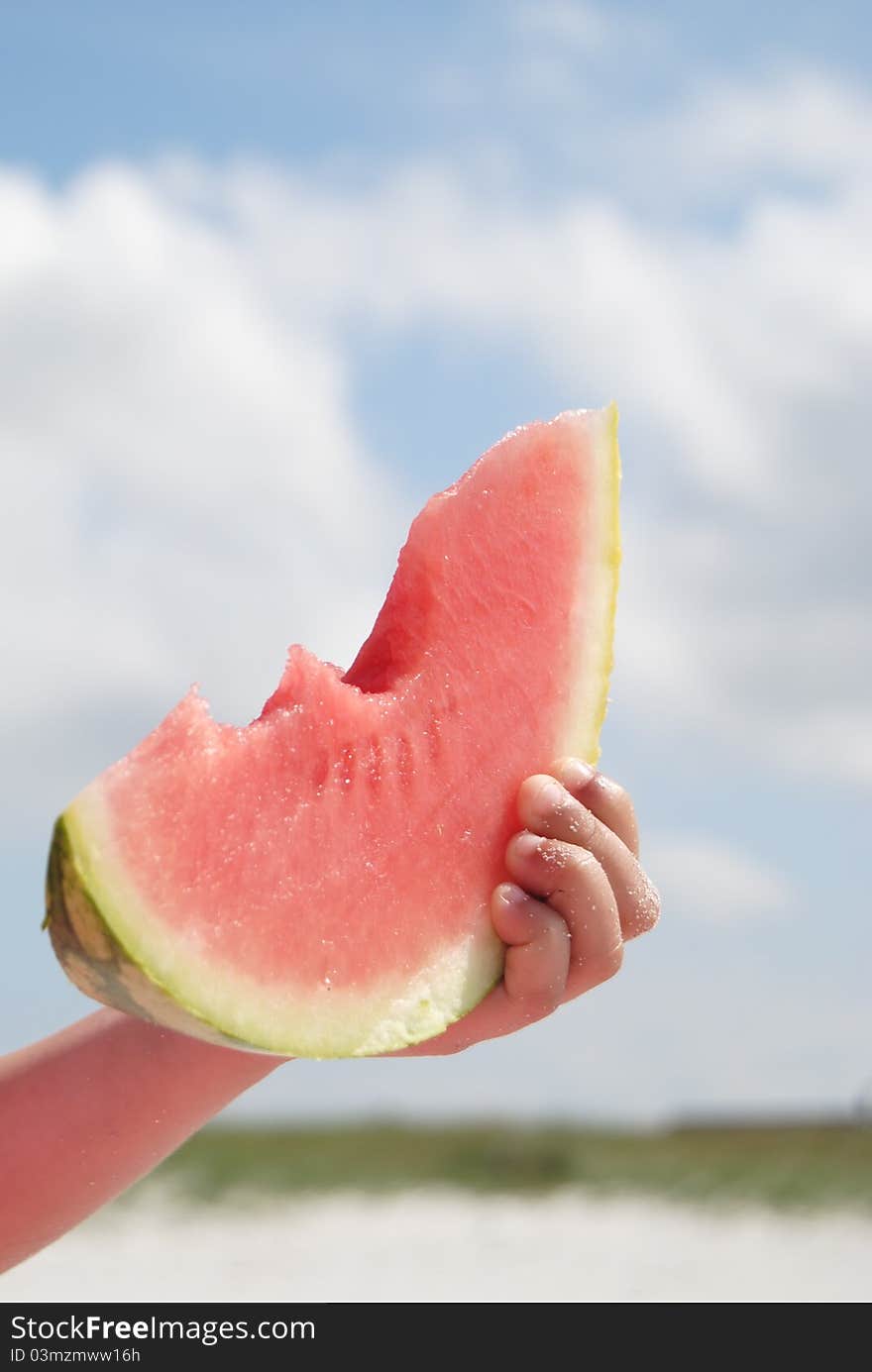 Watermelon on beach