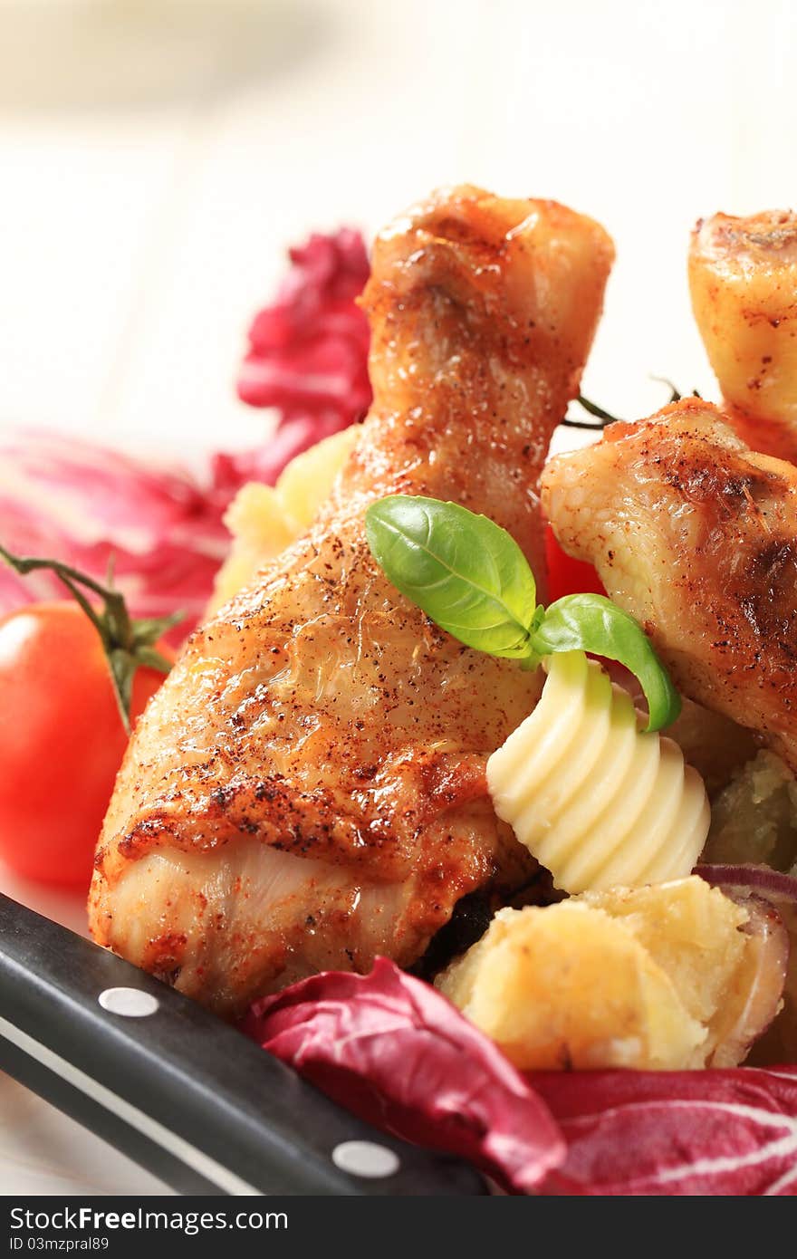 Roasted chicken drumsticks