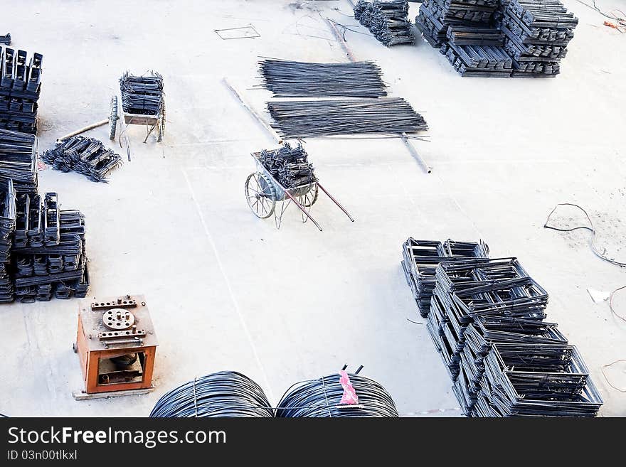 Materials are stacked in the Work site.