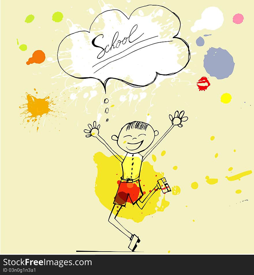 Illustration of a boy laughing