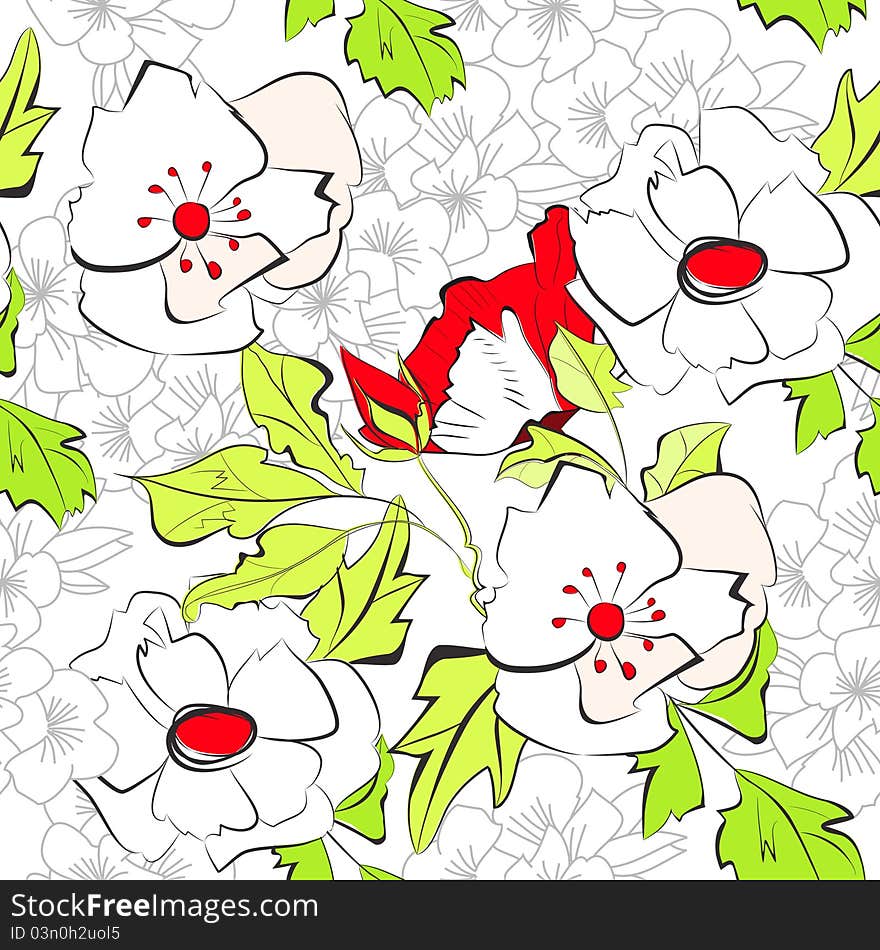 Floral seamless wallpaper with a of flowers