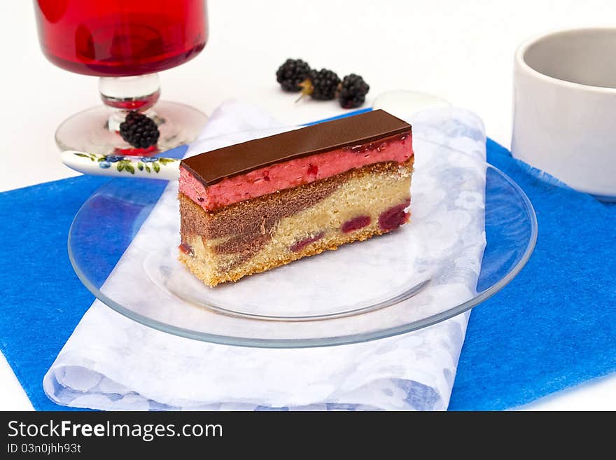 Slice of cherry cake from Hungary