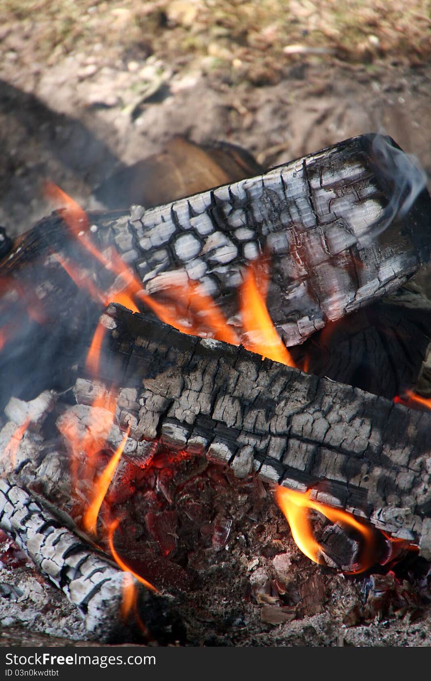 A closeup of a fireplace