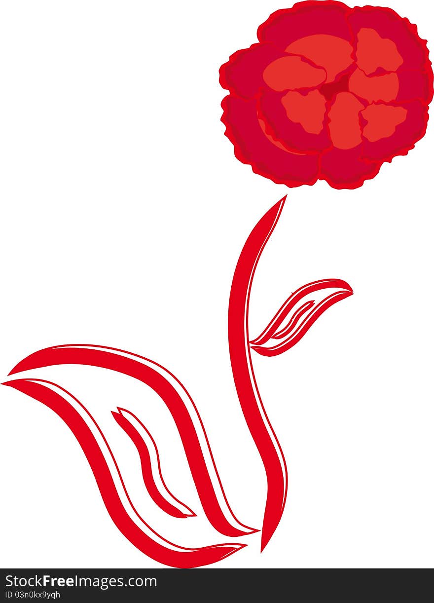 Red flower on a white background - Vector Illustration