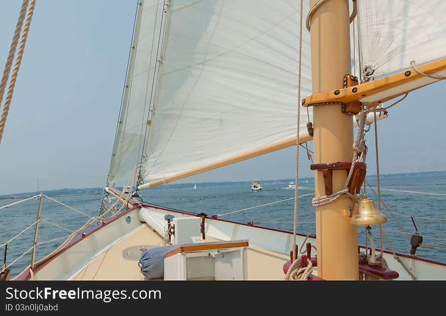 Sail and mast view of the private sail yacht. Sail and mast view of the private sail yacht.