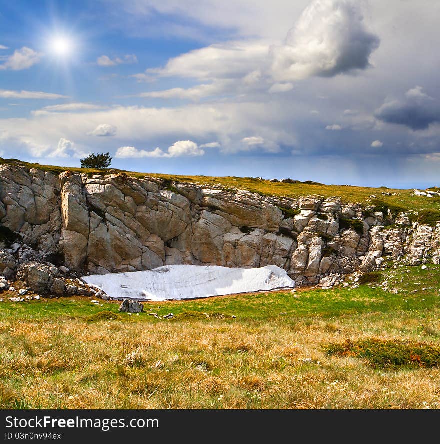 Spring landscape in the mountains