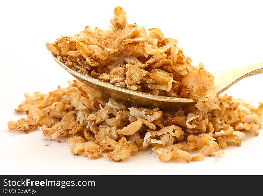 Buckwheat flakes isolated on a white background