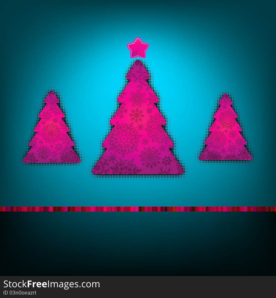 Christmas trees card template. EPS 8