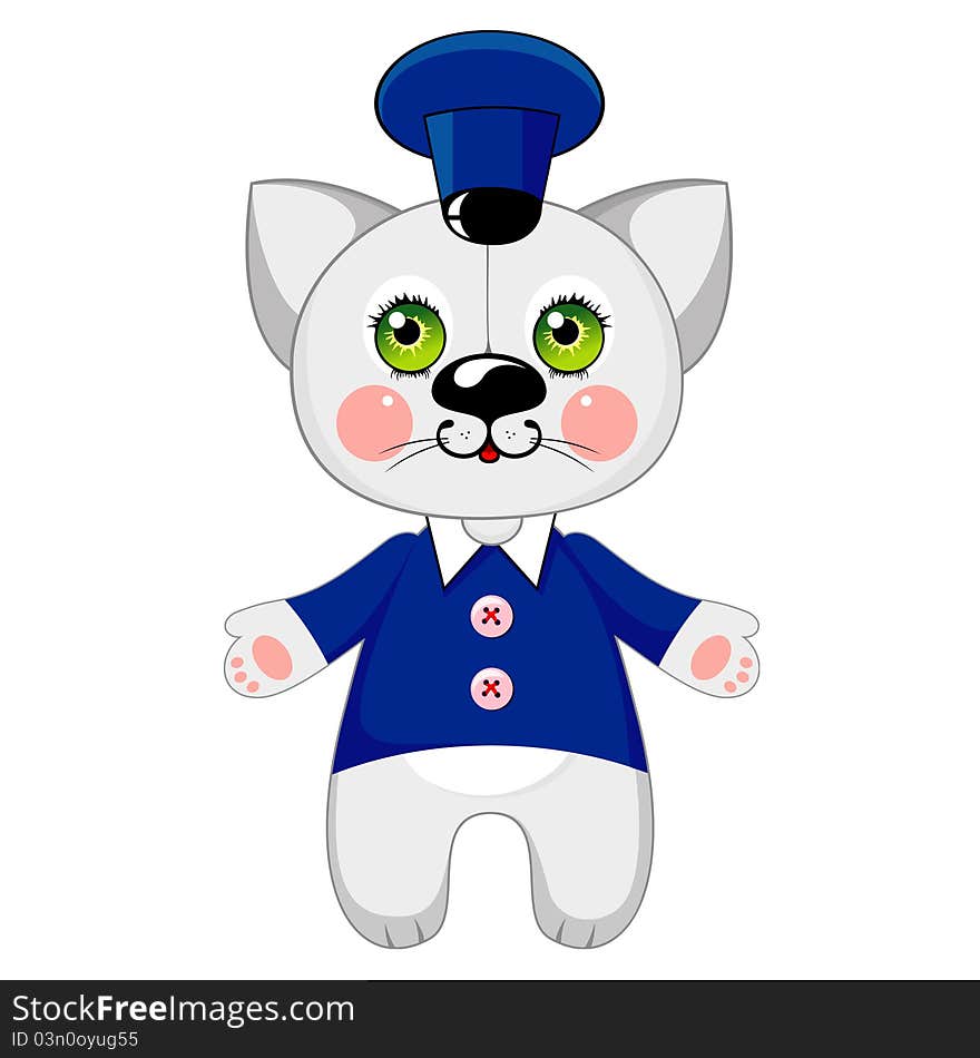 Cute cartoon cat on a white background