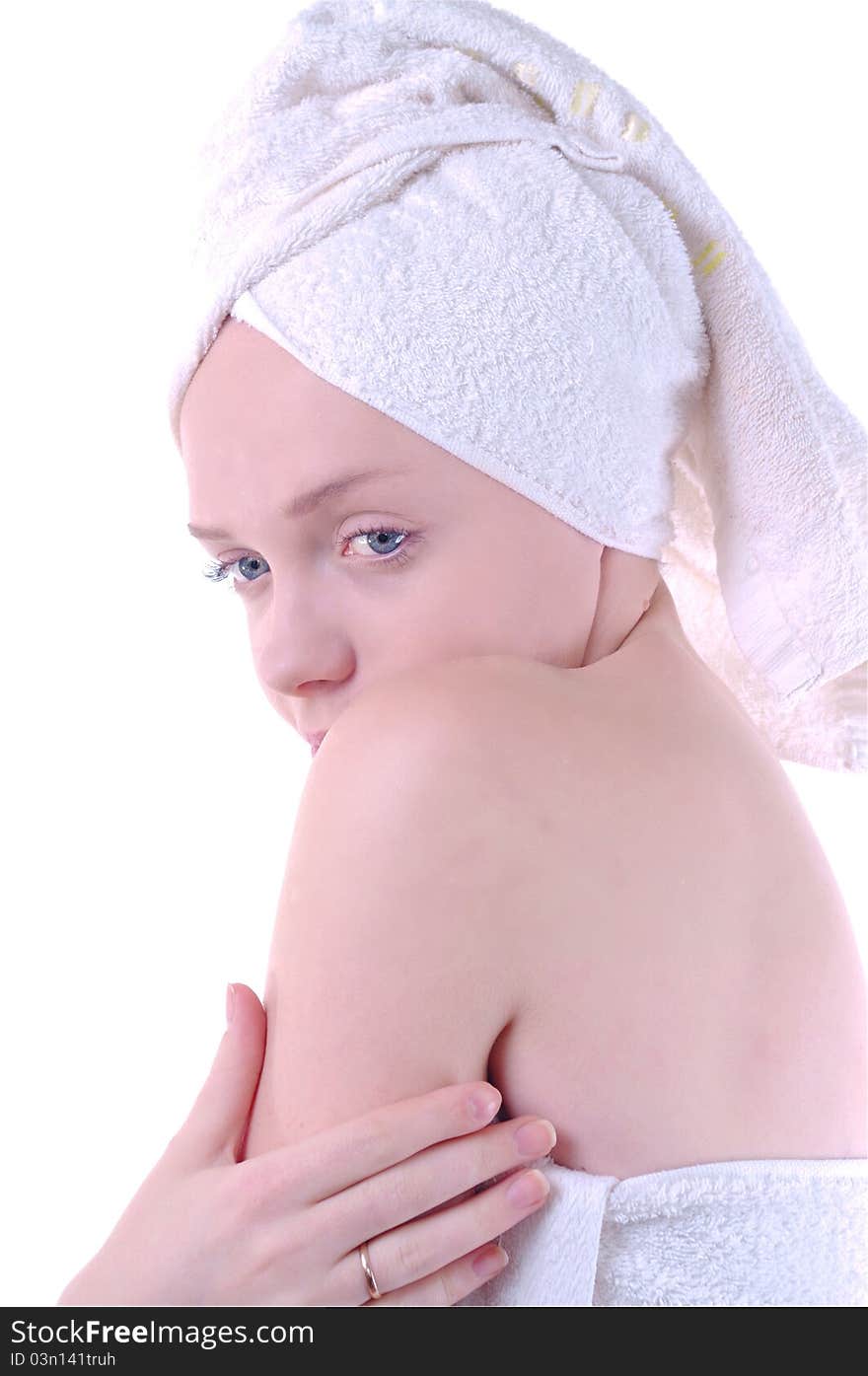 Bright picture of girl after shower