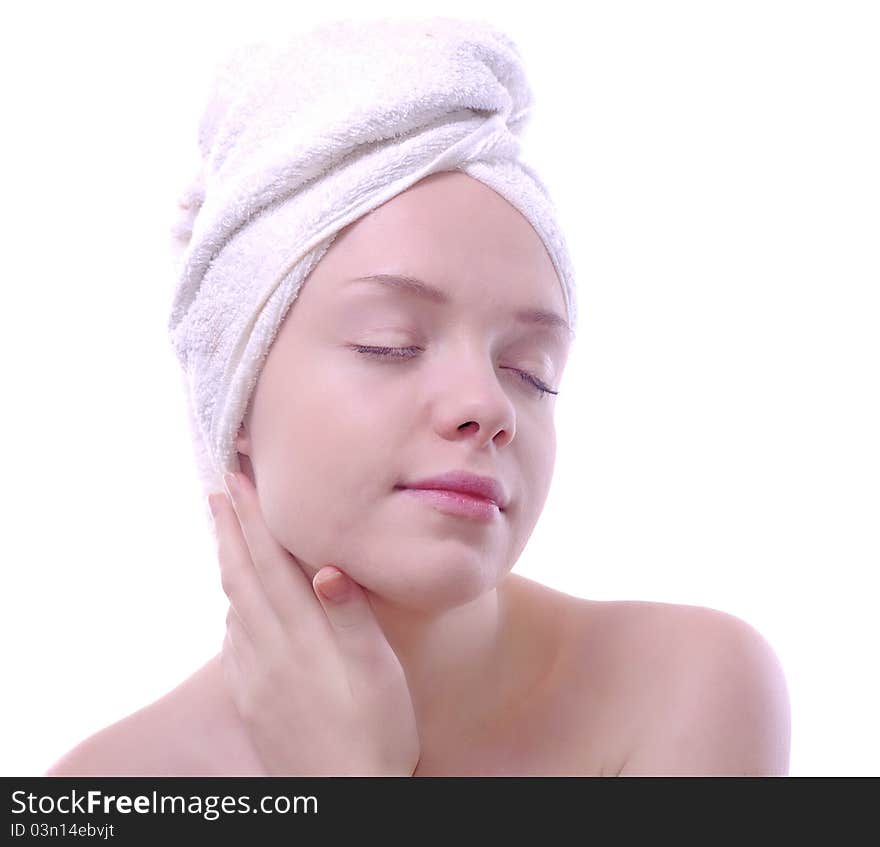 Bright picture of girl after shower