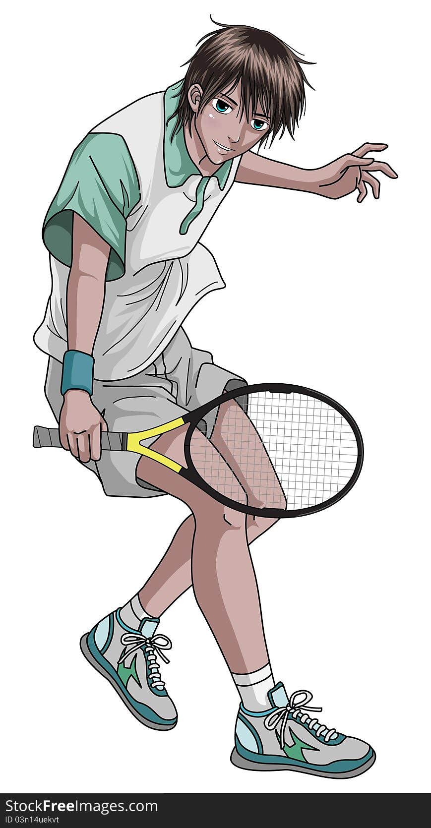 Anime style male tennis player