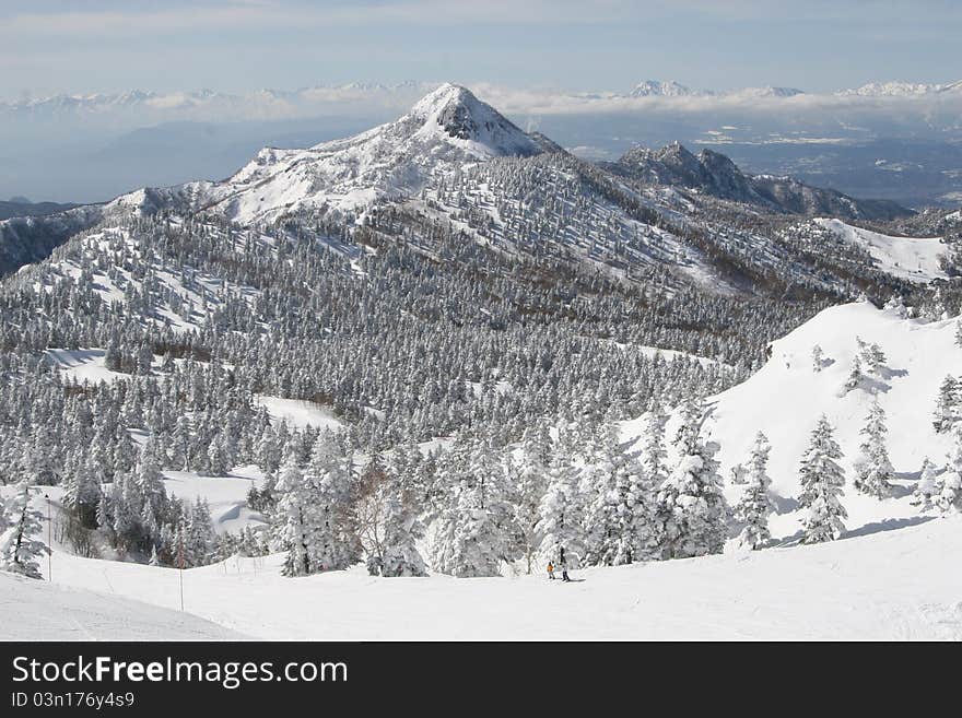 Snow mountains in Nagano Japan