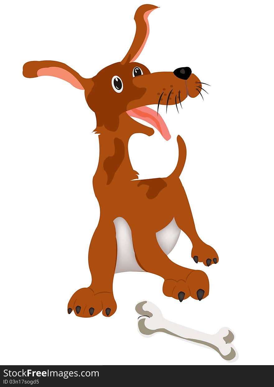 Nice cartoon dog on white background. Nice cartoon dog on white background