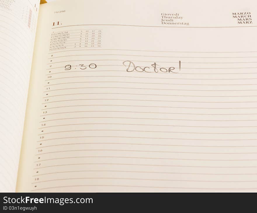 A calendar reminder for a Doctors Appointment