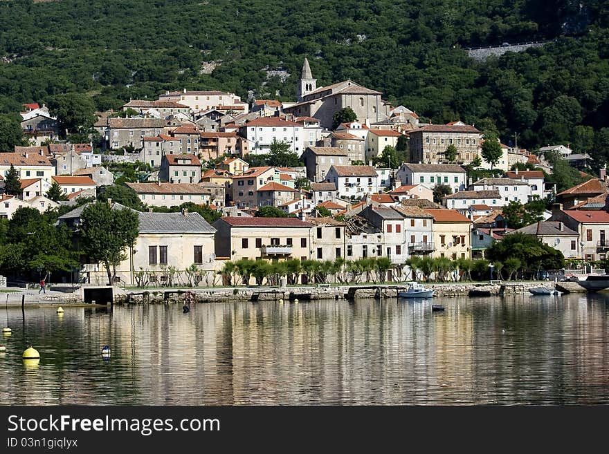 Panoramic view of the city of Bakar and t`s bay. Panoramic view of the city of Bakar and t`s bay