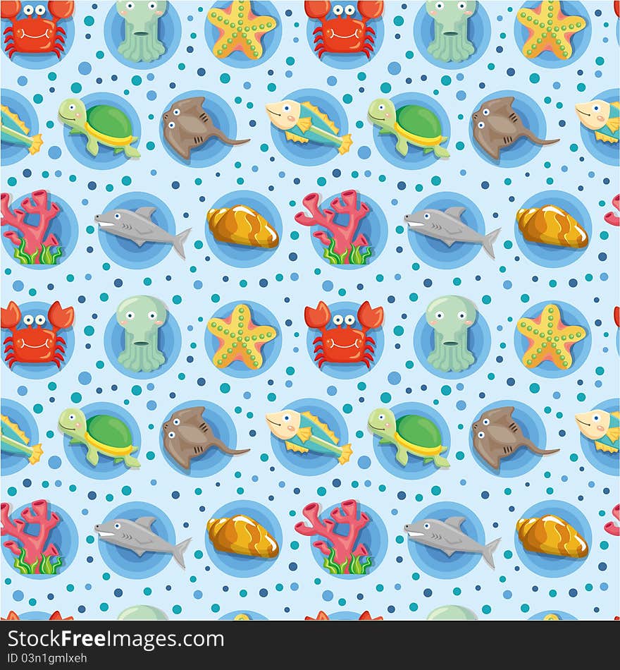 Cartoon Aquarium animal seamless pattern