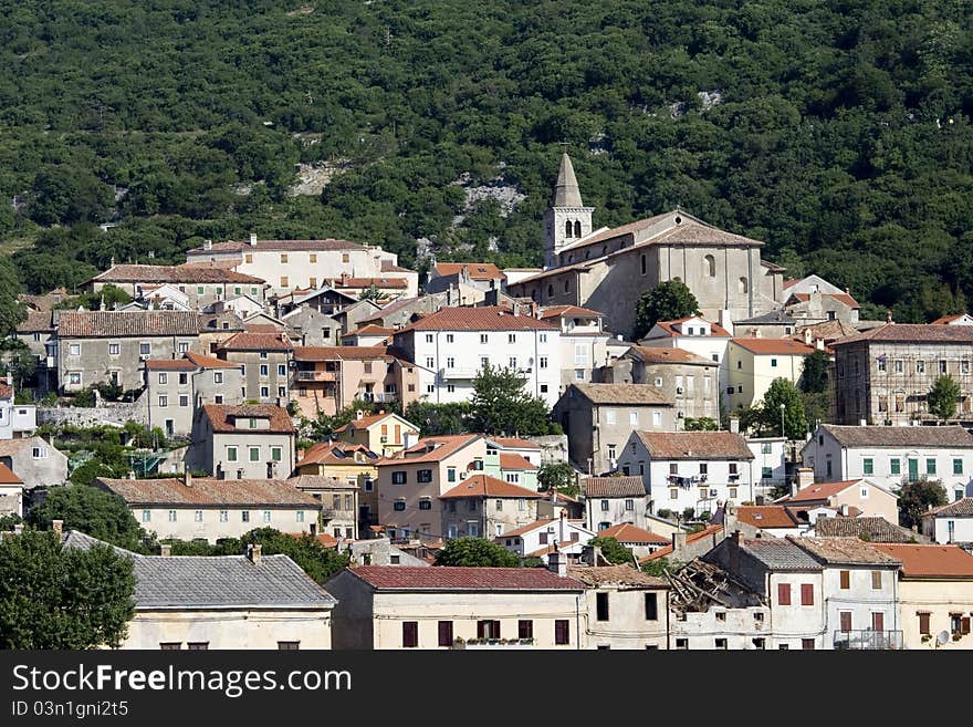 Panoramic view of the city of Bakar and it`s buildings. Panoramic view of the city of Bakar and it`s buildings