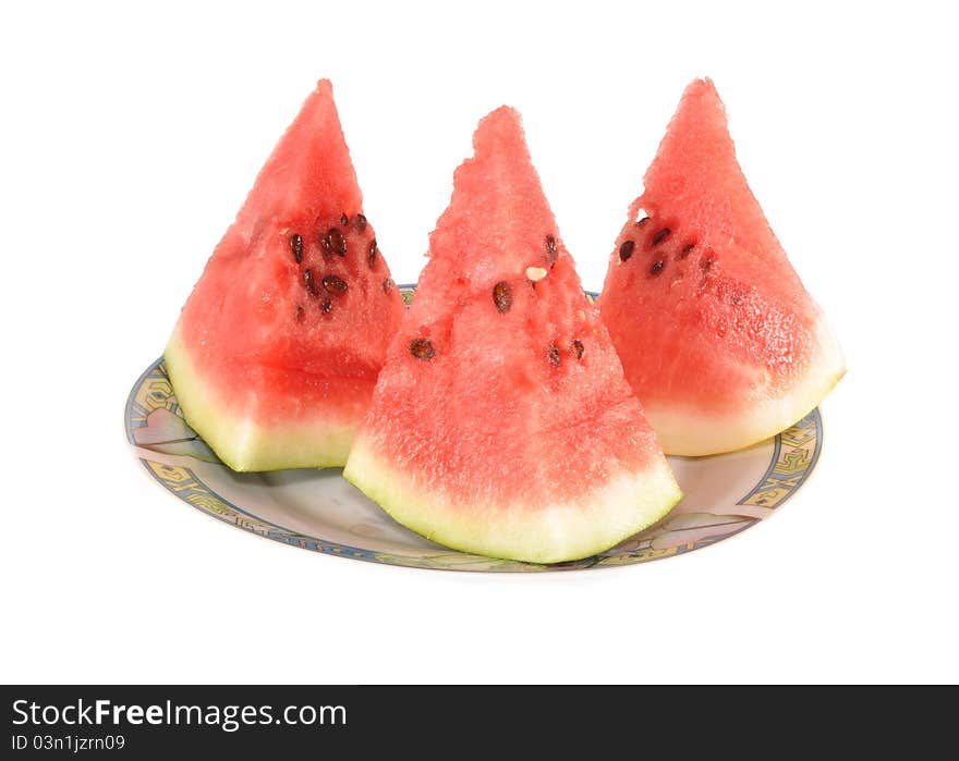 Three pieces of a water-melon