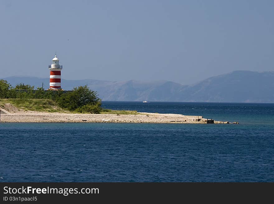 Marine panorama with the lighthouse