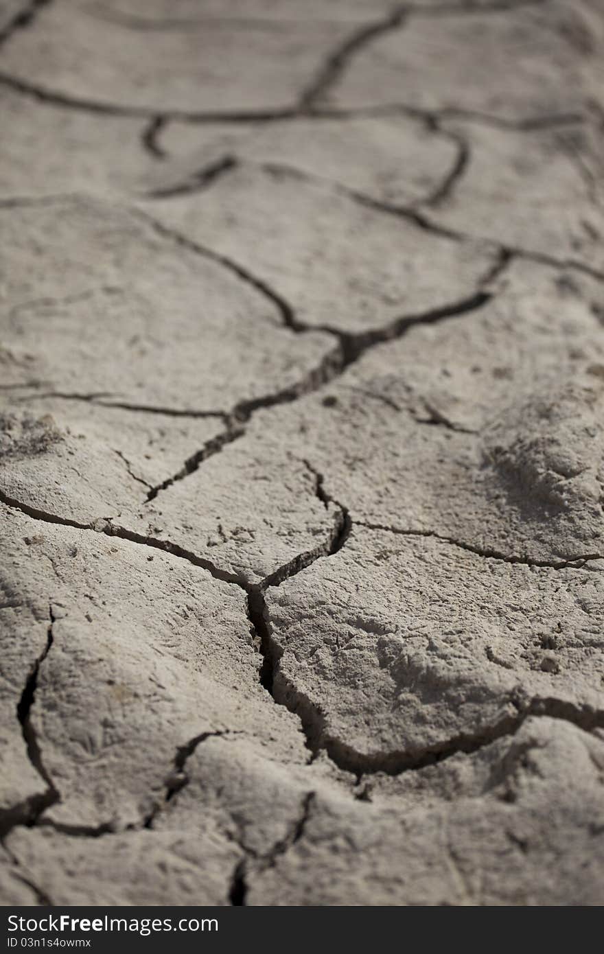 Dry, cracked earth of a lake bed during a drought