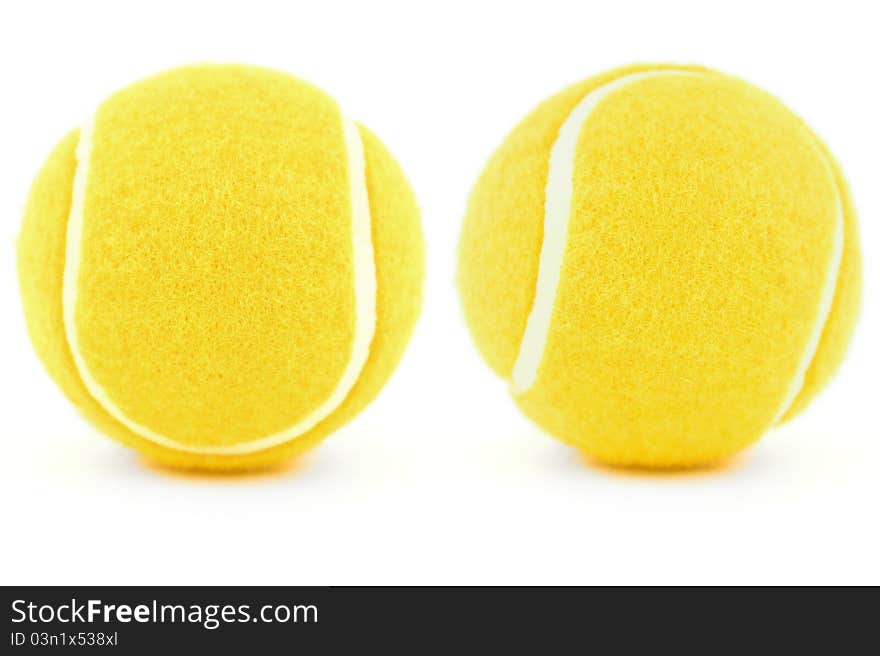 Set of tennis balls isolated on white