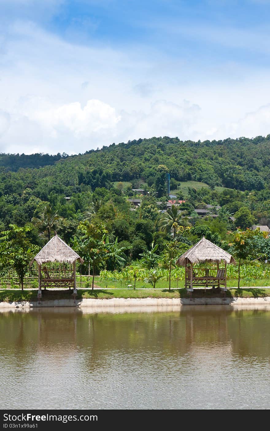 The huts in the river