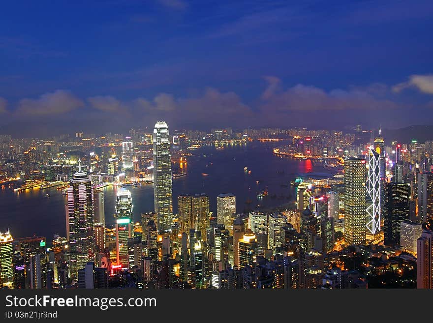 Office buildings in Hong Kong at night