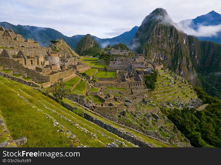 View of the archeological site of Machu Pichu