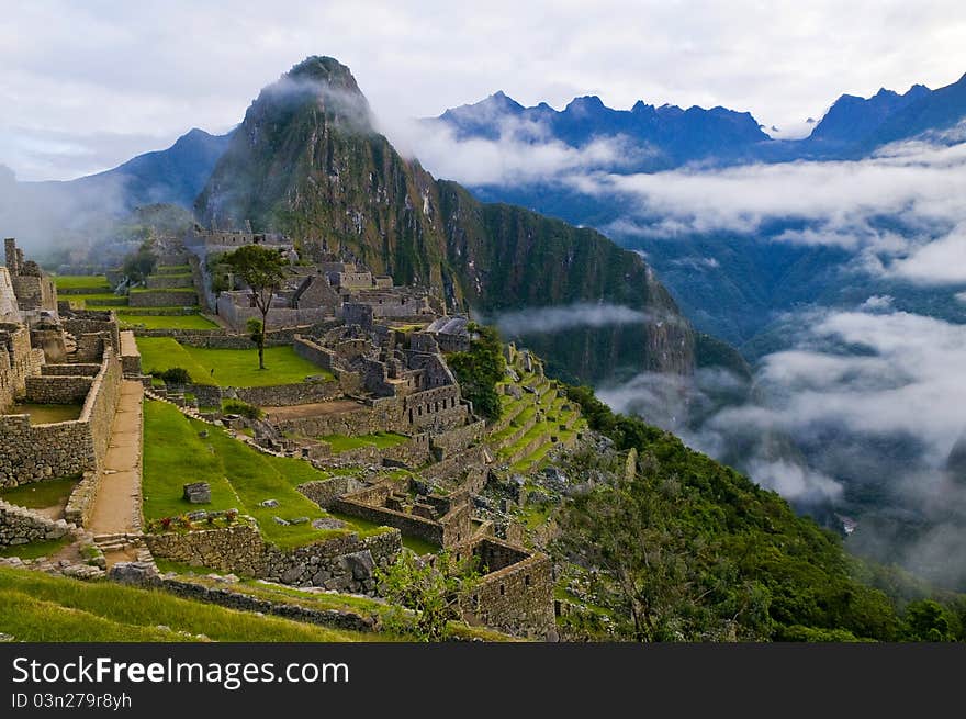 View of the archeological site of Machu Pichu